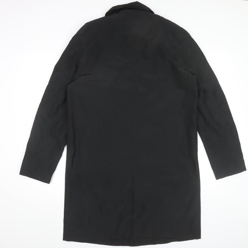 ASOS Women Black Long Overcoat Coat M Polyester Lined Classic