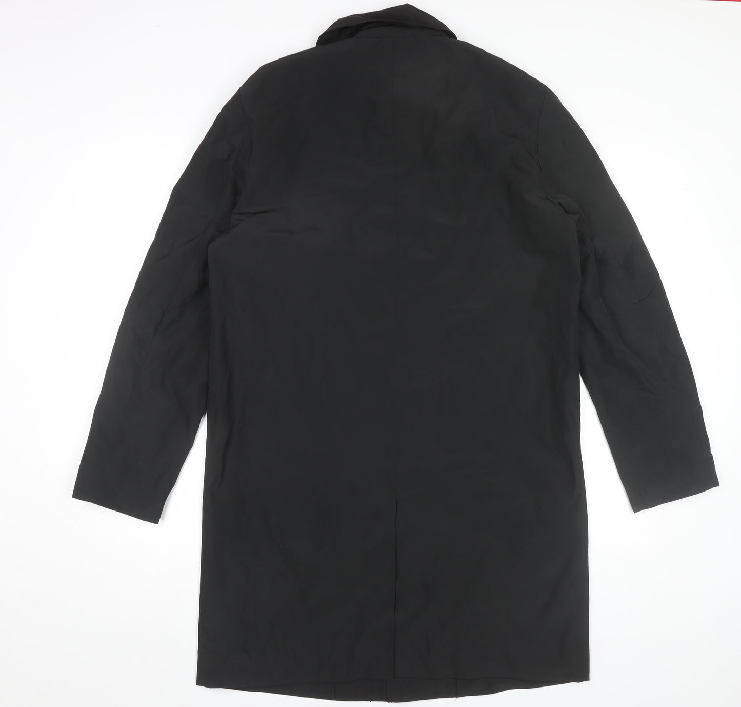 ASOS Women Black Long Overcoat Coat M Polyester Lined Classic