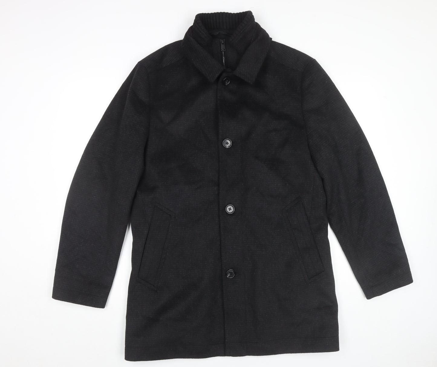 Marks and Spencer Men’s Black Wool Blend Mid-Length Overcoat M 38-40"
