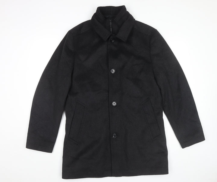 Marks and Spencer Men’s Black Wool Blend Mid-Length Overcoat M 38-40"