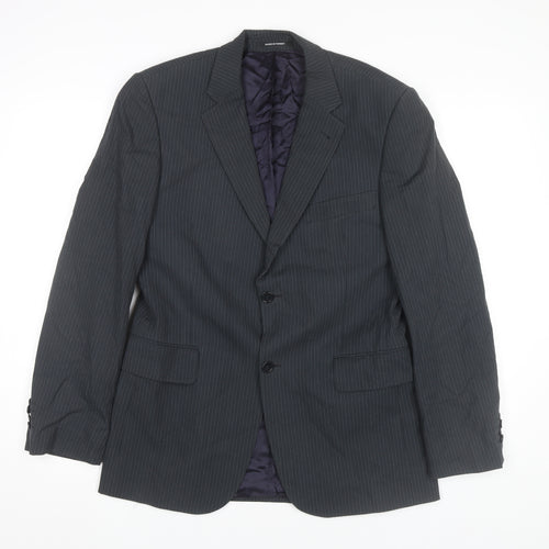 H&M Men’s Grey Pinstripe Blazer Jacket 36R Cotton Business Formal