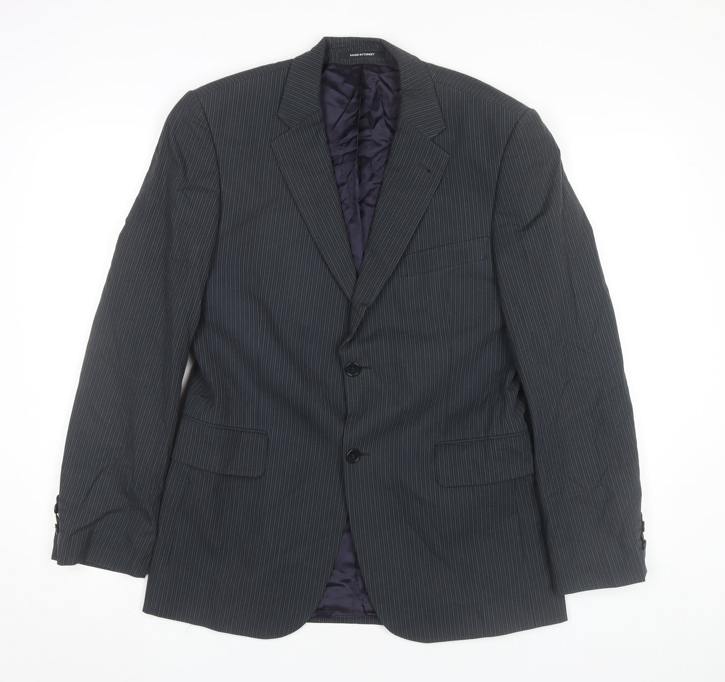H&M Men’s Grey Pinstripe Blazer Jacket 36R Cotton Business Formal