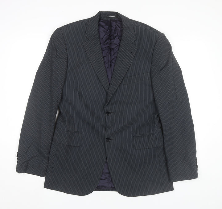 H&M Men’s Grey Pinstripe Blazer Jacket 36R Cotton Business Formal