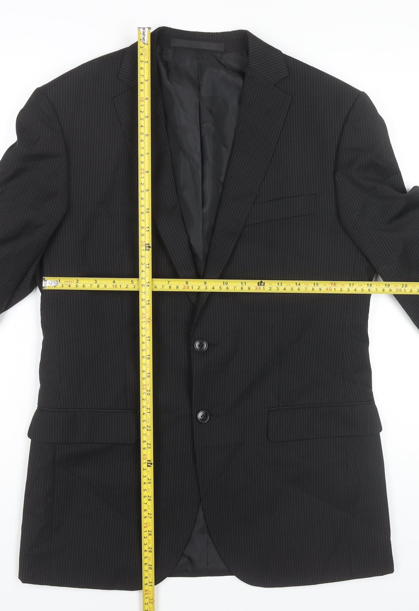 Marks and Spencer Men’s Black Wool Blend Pinstripe Blazer 38” M