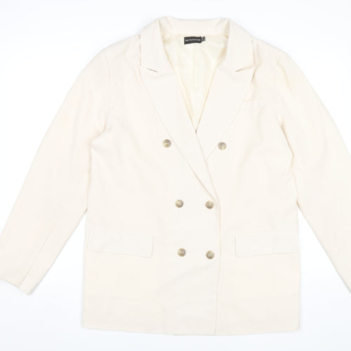 PrettyLittleThing Women Ivory Blazer Size 10 Double Breasted Jacket