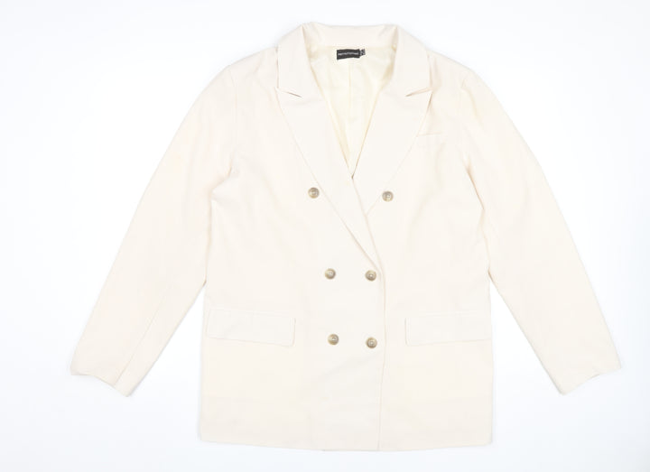 PrettyLittleThing Women Ivory Blazer Size 10 Double Breasted Jacket