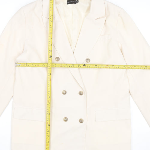 PrettyLittleThing Women Ivory Blazer Size 10 Double Breasted Jacket