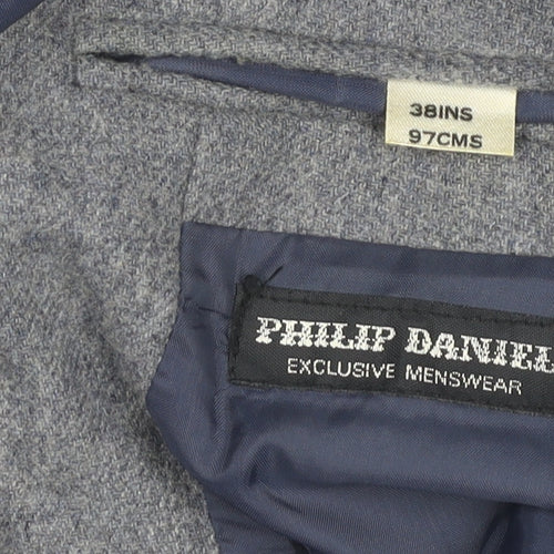 Philip Daniel Mens Grey Wool Blend Blazer Jacket 38in Chest
