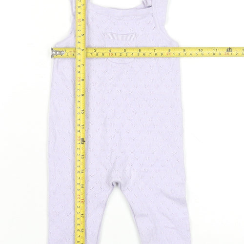 Marks and Spencer Girls Purple Knit Dungaree 6-9 Months Sleeveless