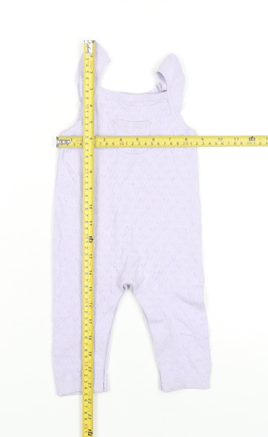 Marks and Spencer Girls Purple Knit Dungaree 6-9 Months Sleeveless