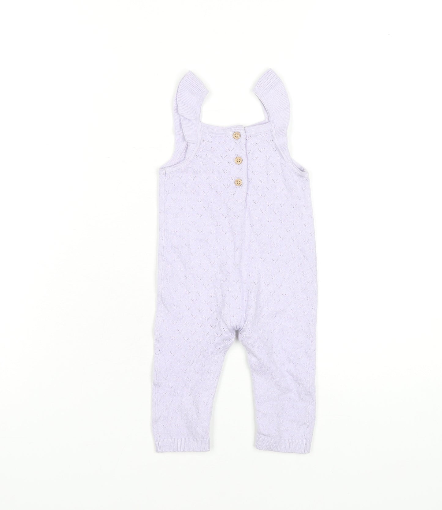 Marks and Spencer Girls Purple Knit Dungaree 6-9 Months Sleeveless