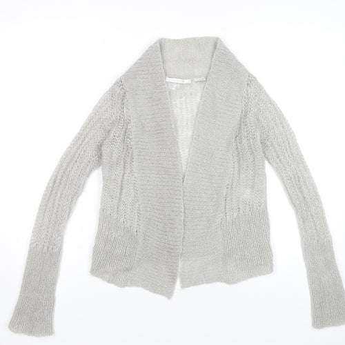 Côte Femme Womens Grey Open-Knit Mohair Blend Cardigan UK 6