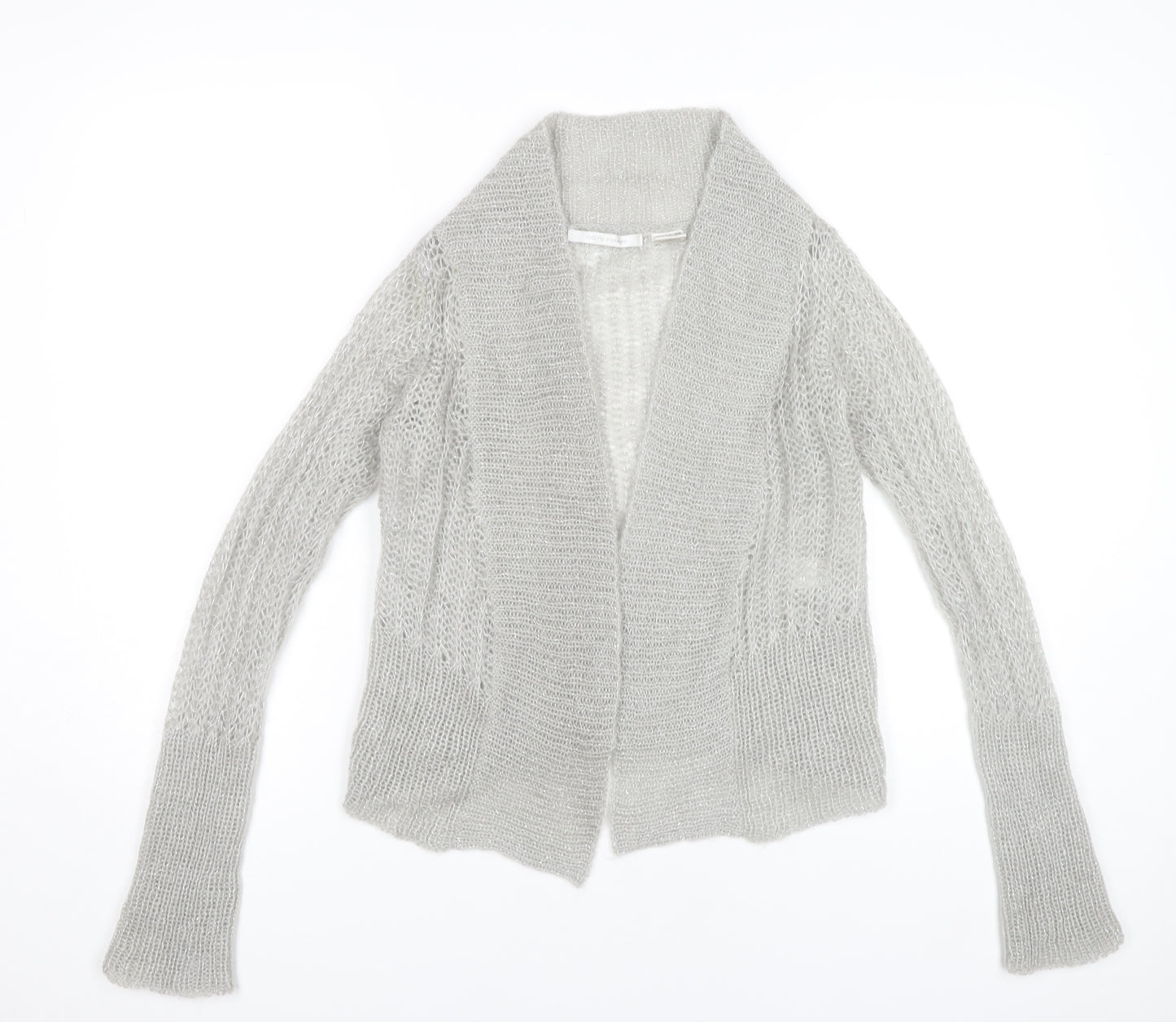 Côte Femme Womens Grey Open-Knit Mohair Blend Cardigan UK 6