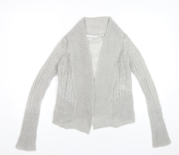 Côte Femme Womens Grey Open-Knit Mohair Blend Cardigan UK 6