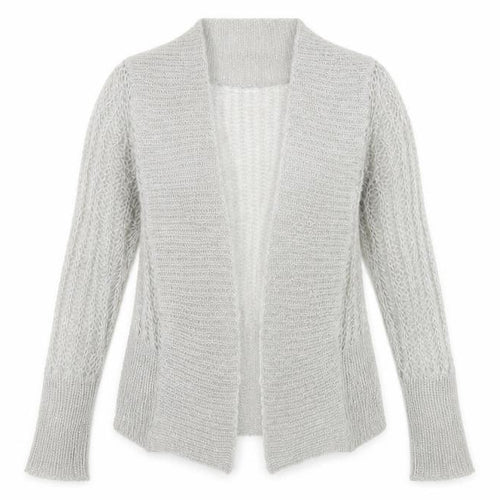 Côte Femme Womens Grey Open-Knit Mohair Blend Cardigan UK 6