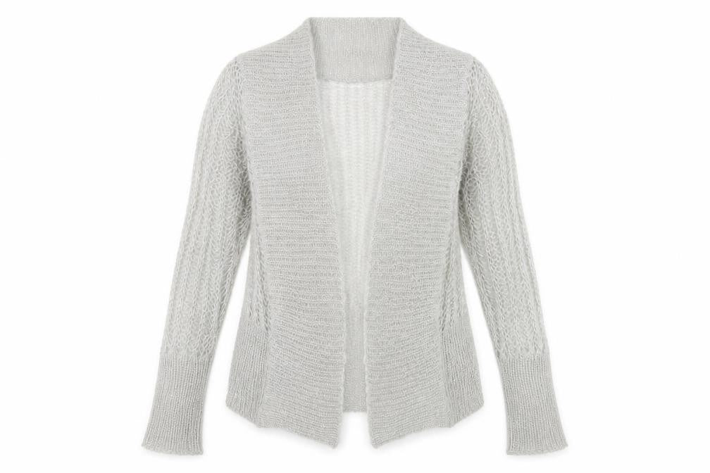 Côte Femme Womens Grey Open-Knit Mohair Blend Cardigan UK 6