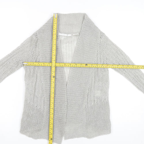 Côte Femme Womens Grey Open-Knit Mohair Blend Cardigan UK 6