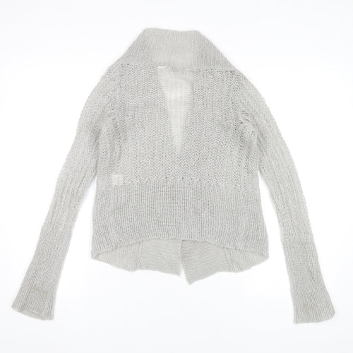 Côte Femme Womens Grey Open-Knit Mohair Blend Cardigan UK 6