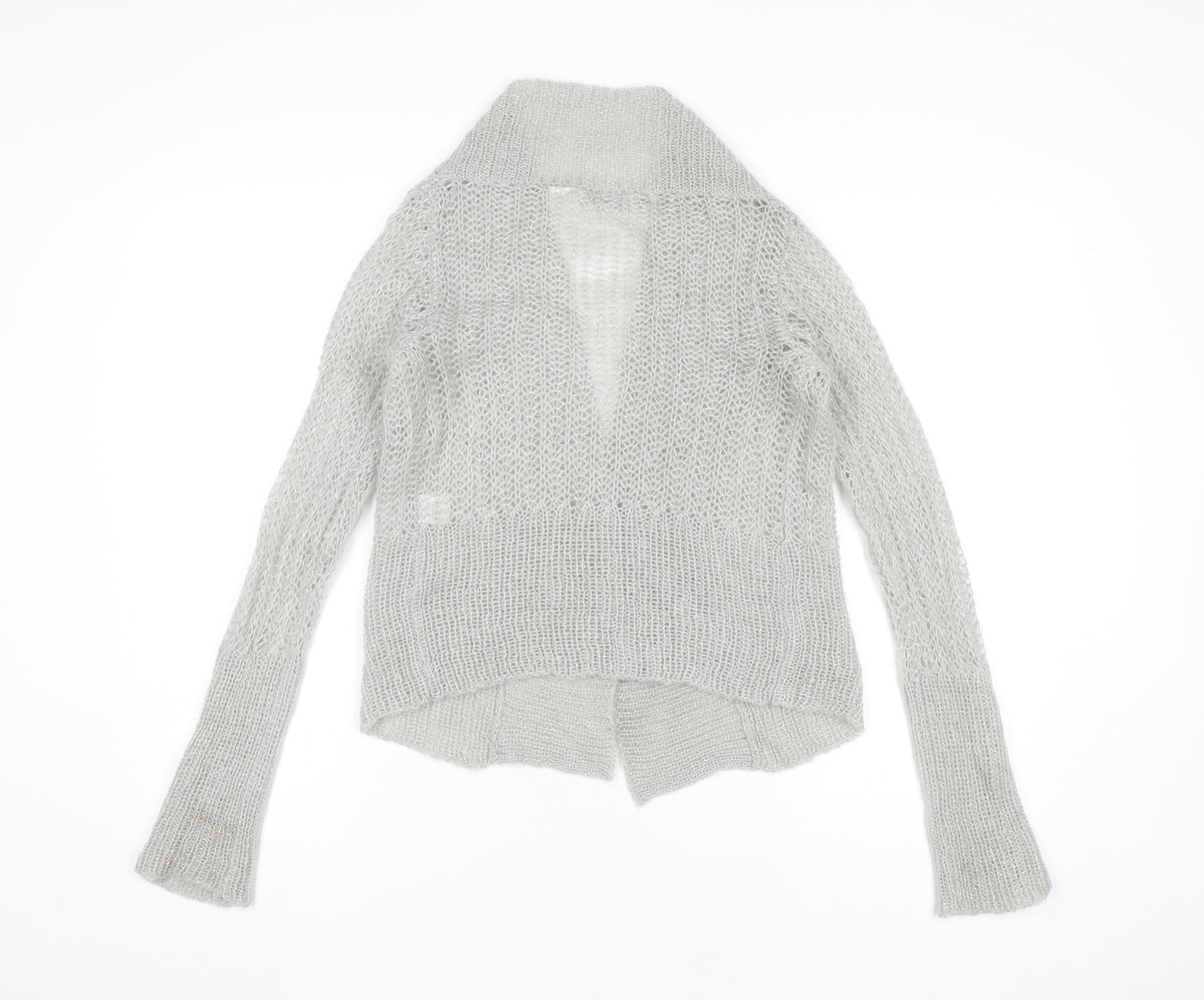 Côte Femme Womens Grey Open-Knit Mohair Blend Cardigan UK 6