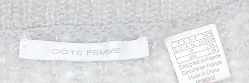 Côte Femme Womens Grey Open-Knit Mohair Blend Cardigan UK 6