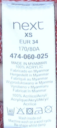 Next Womens Red XS Crew Neck Pullover Jumper Acrylic Knit