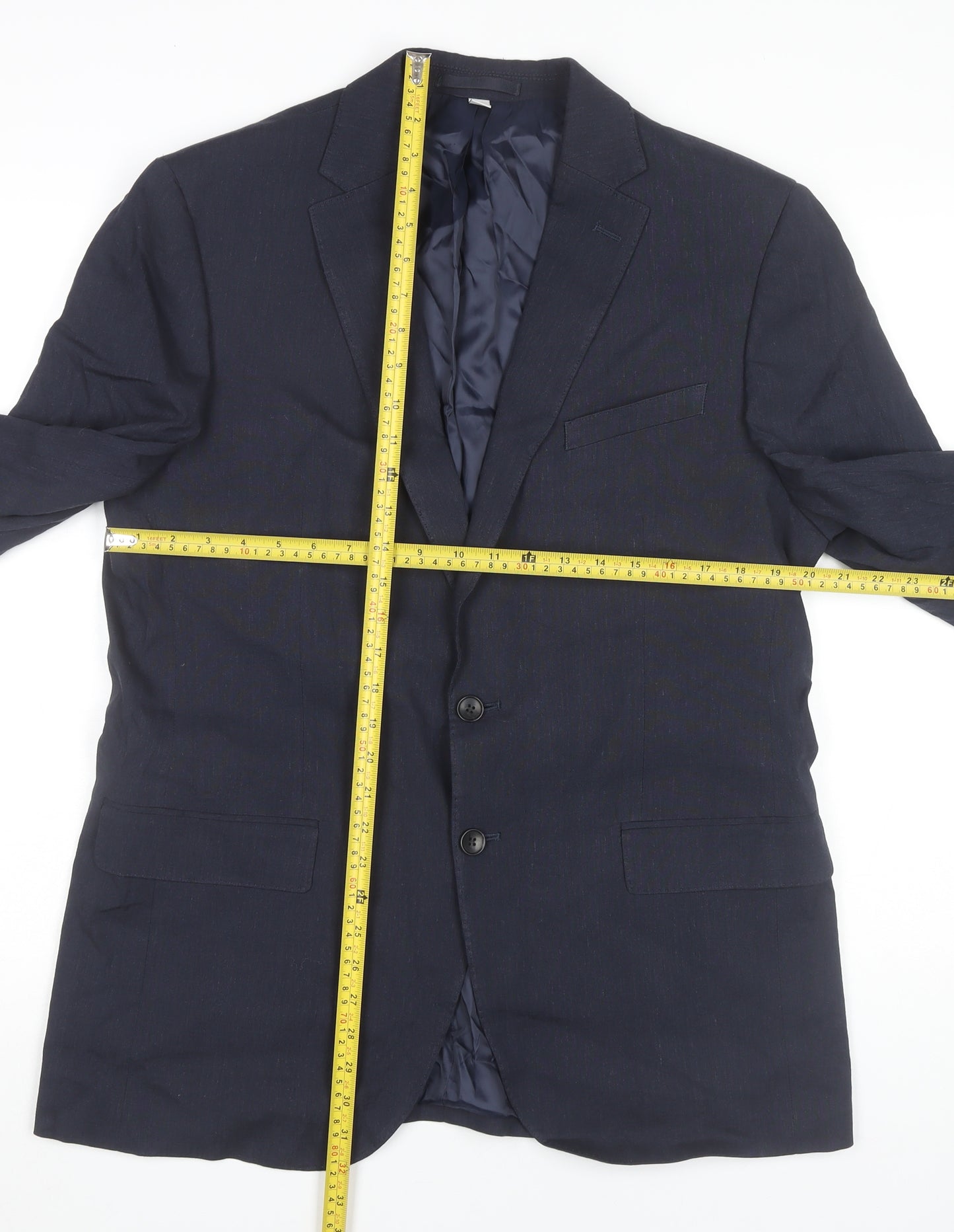Marks and Spencer Men’s Blue 42 Chest Linen Blend Blazer Jacket XL