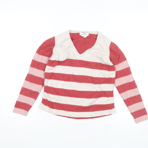White Stuff Womens Multicoloured Striped V-Neck Jumper Size 12 Wool