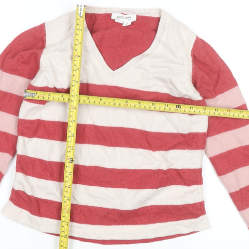 White Stuff Womens Multicoloured Striped V-Neck Jumper Size 12 Wool