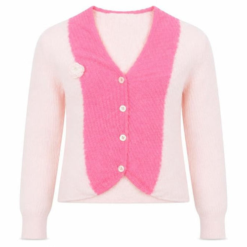 DoggyQin Women’s Pink XS V-Neck Slim Knit Button Cardigan