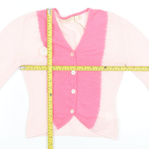 DoggyQin Women’s Pink XS V-Neck Slim Knit Button Cardigan