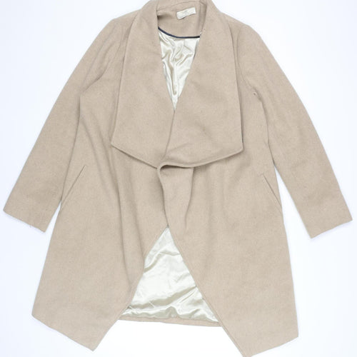 Wallis Women’s Beige Wool Blend Mid-Length Open Coat UK 10