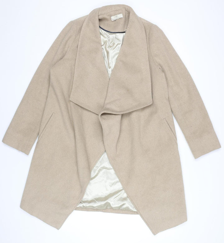 Wallis Women’s Beige Wool Blend Mid-Length Open Coat UK 10