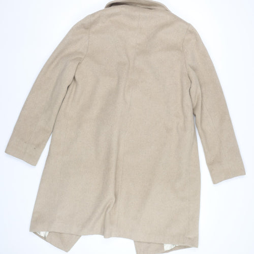Wallis Women’s Beige Wool Blend Mid-Length Open Coat UK 10