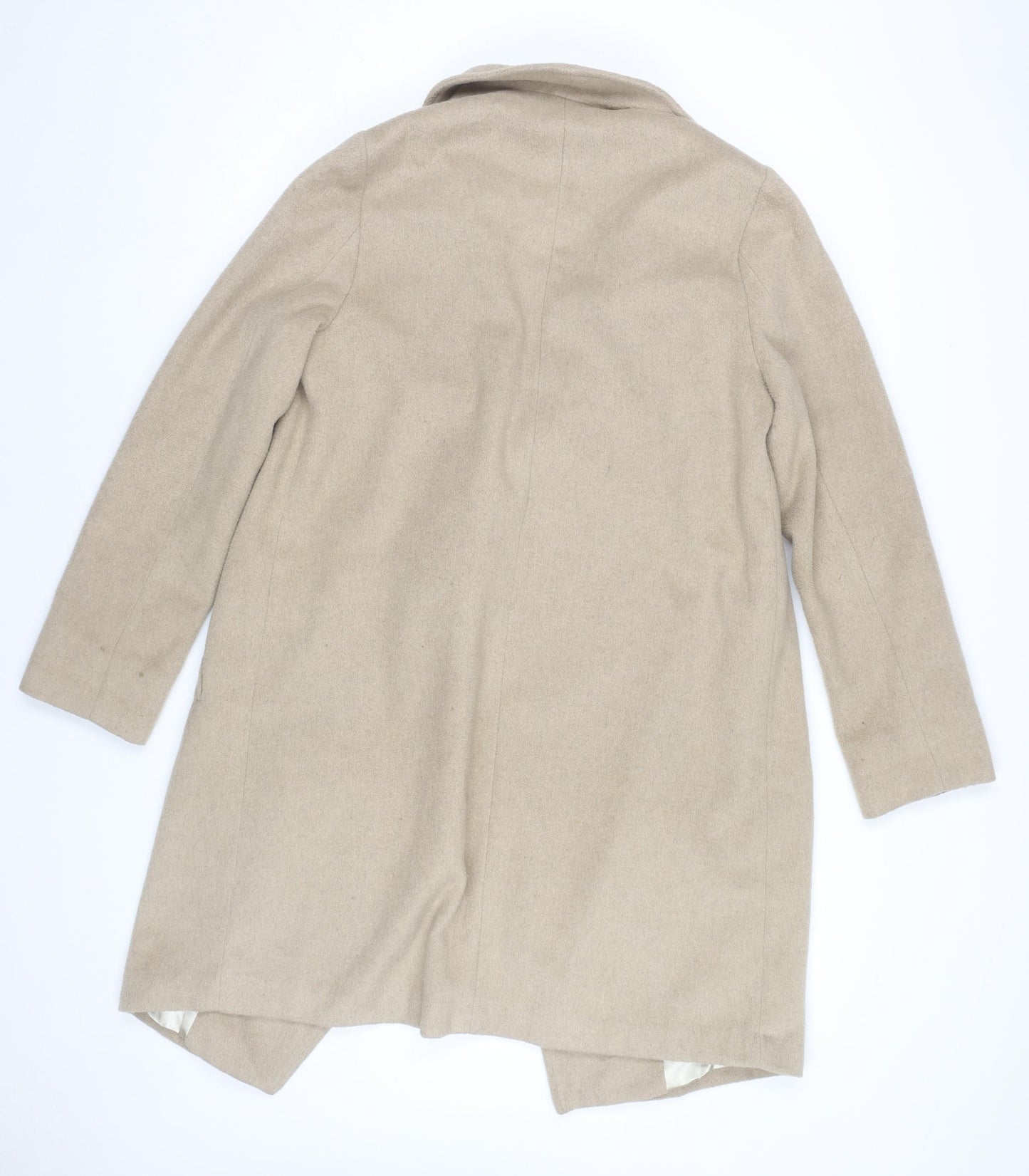 Wallis Women’s Beige Wool Blend Mid-Length Open Coat UK 10