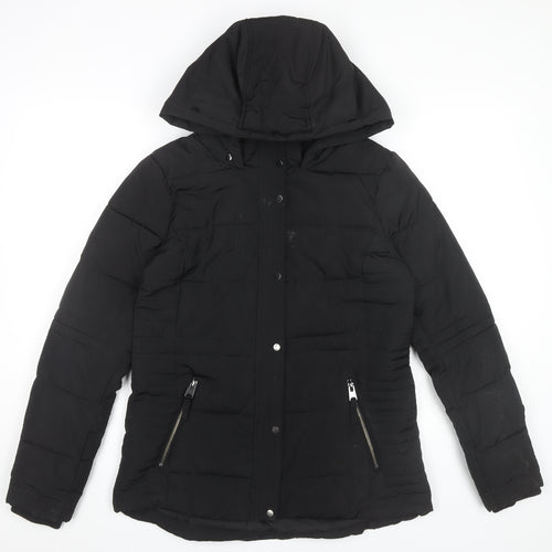 Wallis Womens Black Hooded Puffer Jacket Size S Winter Coat