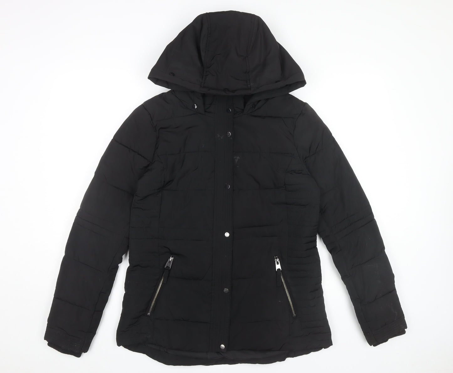 Wallis Womens Black Hooded Puffer Jacket Size S Winter Coat