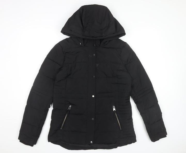 Wallis Womens Black Hooded Puffer Jacket Size S Winter Coat
