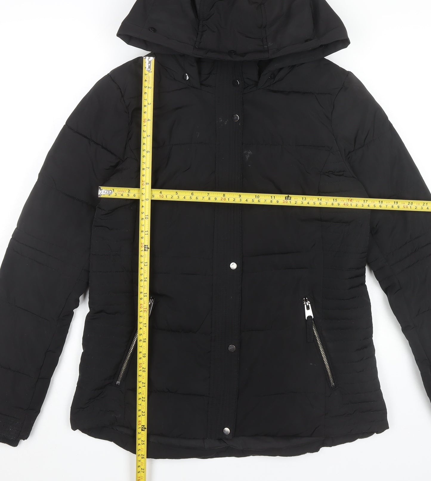 Wallis Womens Black Hooded Puffer Jacket Size S Winter Coat