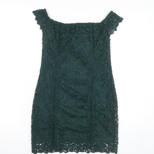 Mango Women’s Green Lace Off Shoulder Sheath Dress Size 8