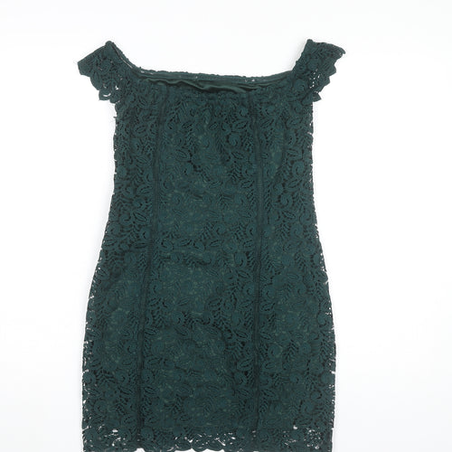 Mango Women’s Green Lace Off Shoulder Sheath Dress Size 8