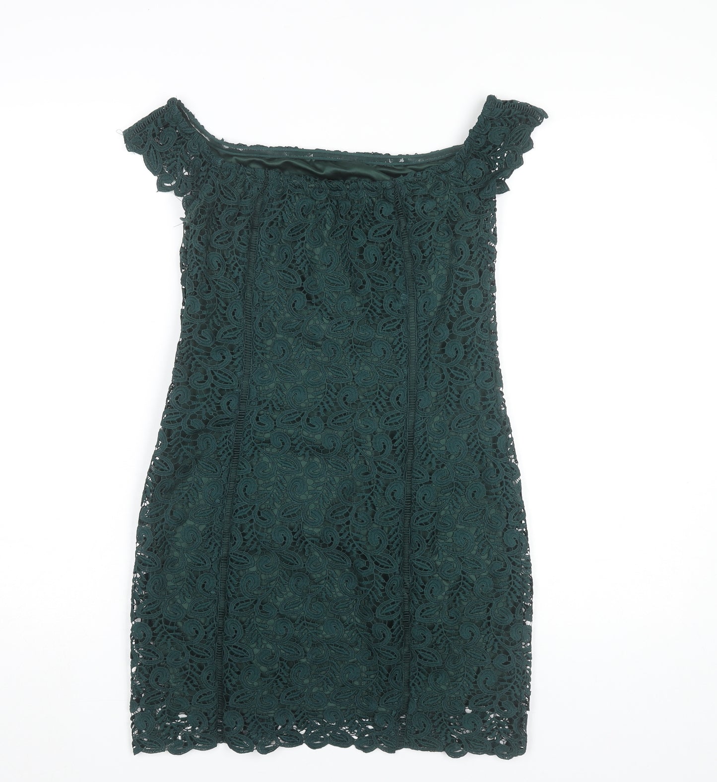 Mango Women’s Green Lace Off Shoulder Sheath Dress Size 8