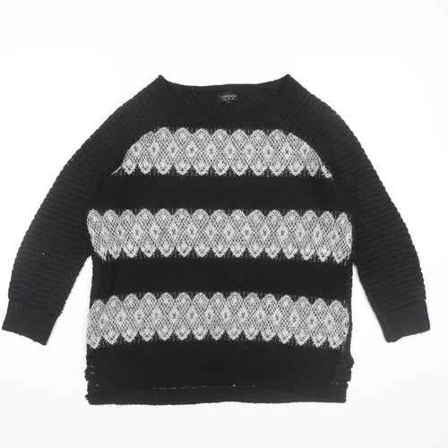 Topshop Womens Black Size 8 Pullover Jumper Knit Raglan