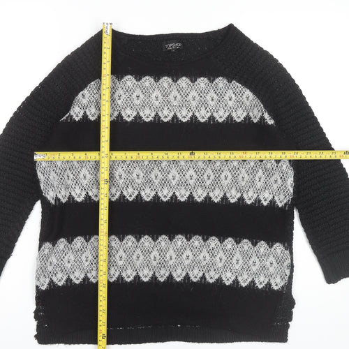 Topshop Womens Black Size 8 Pullover Jumper Knit Raglan