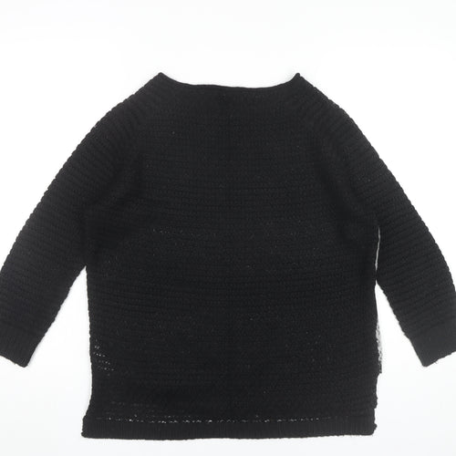 Topshop Womens Black Size 8 Pullover Jumper Knit Raglan