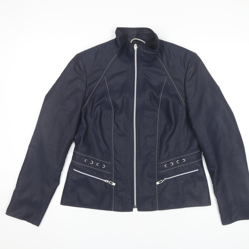 KSTN Womens Blue Polyester Jacket UK 14 Zip Pockets Casual