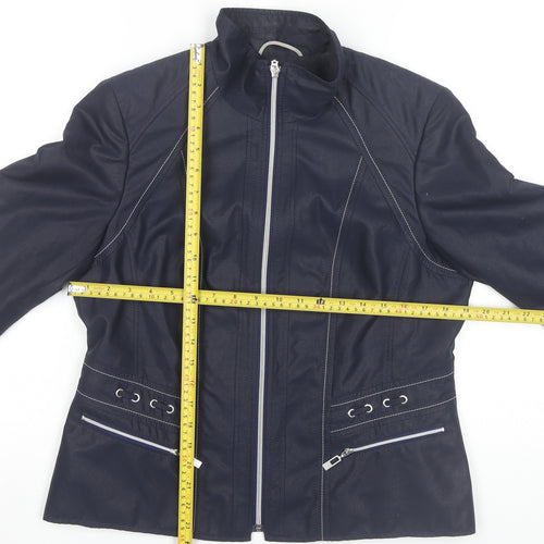 KSTN Womens Blue Polyester Jacket UK 14 Zip Pockets Casual