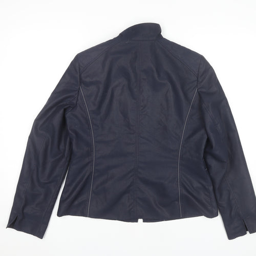 KSTN Womens Blue Polyester Jacket UK 14 Zip Pockets Casual