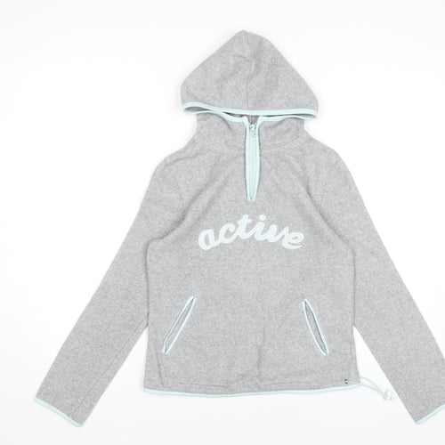 Active Women’s Grey Hoodie Sweatshirt Size 8-10 UK 1/4 Zip