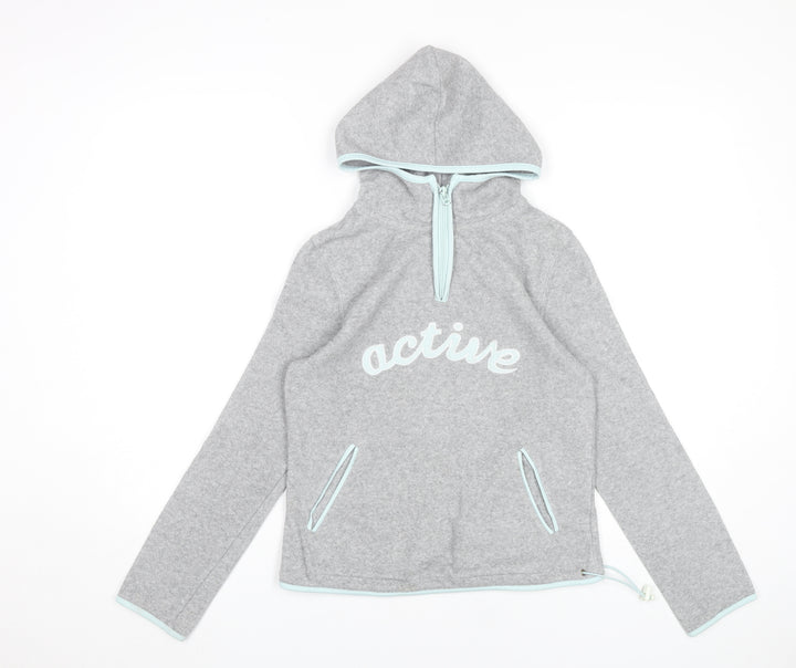 Active Women’s Grey Hoodie Sweatshirt Size 8-10 UK 1/4 Zip