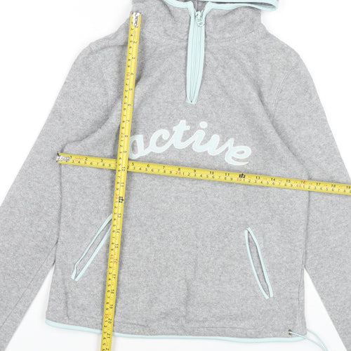Active Women’s Grey Hoodie Sweatshirt Size 8-10 UK 1/4 Zip